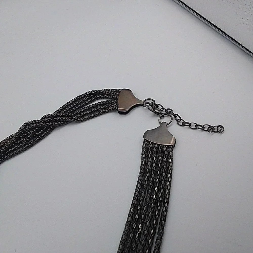 Long Chunky Necklace‎ Gun Metal Multi Chains Necklace Belt 32-35
